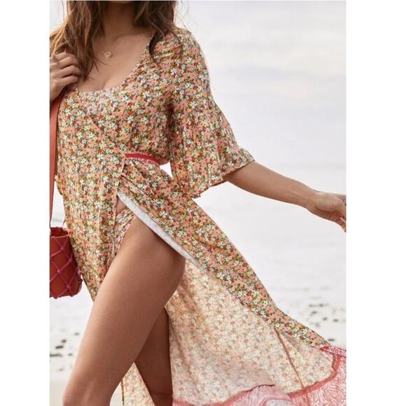 NEW Maaji Swimsuit Coverup, Maxi Dress, Kimono, Cherry Blossom Womens Size Small - Picture 2 of 6